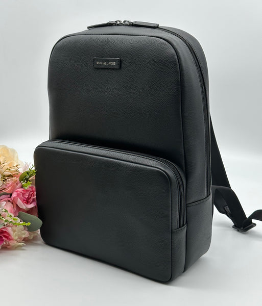 Michael Kors Men’s Front Pocket Black Leather Backpack