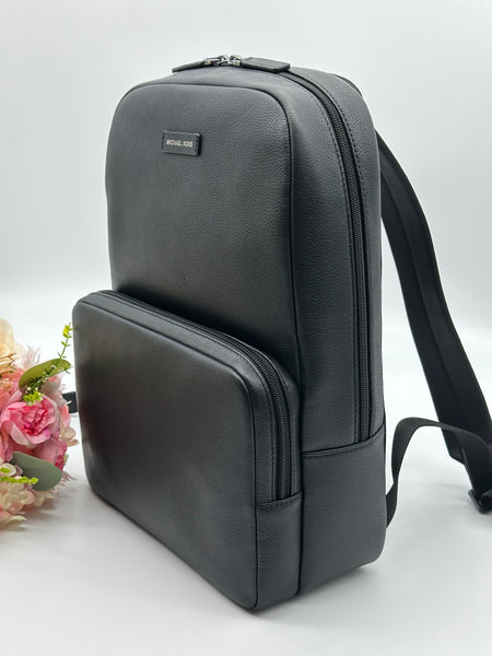 Michael Kors Men’s Front Pocket Black Leather Backpack