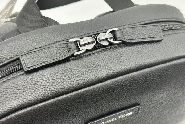 Michael Kors Men’s Front Pocket Black Leather Backpack