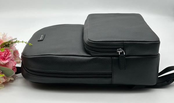 Michael Kors Men’s Front Pocket Black Leather Backpack