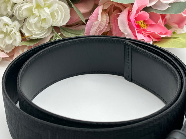 Authentic Versace Men's Black Tonal Medusa Greek Key Web Belt