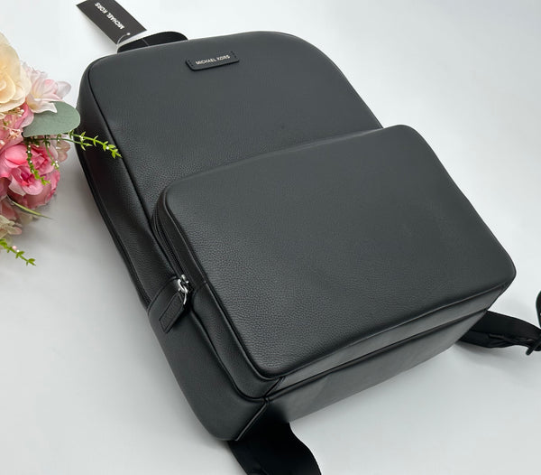 Michael Kors Men’s Front Pocket Black Leather Backpack