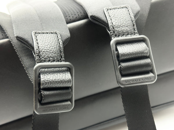 Michael Kors Men’s Front Pocket Black Leather Backpack