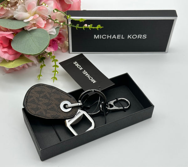 Michael Kors Brown Logo Bottle Opener Key Ring