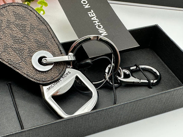 Michael Kors Brown Logo Bottle Opener Key Ring