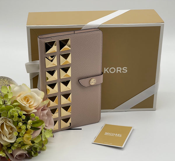 Michael Kors Medium Studded Pebbled Leather Notebook