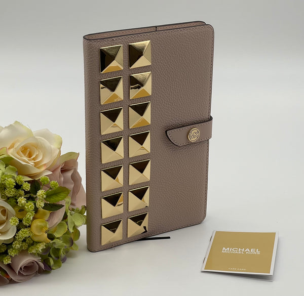 Michael Kors Medium Studded Pebbled Leather Notebook