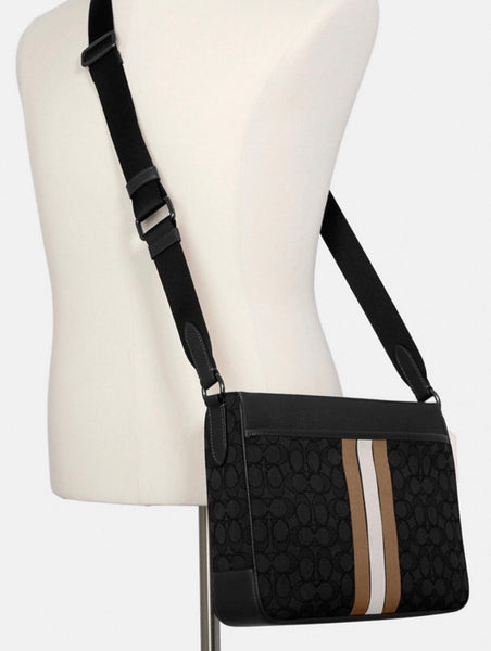 Coach Unisex Messenger Bag In Signature Jacquard With Stripe