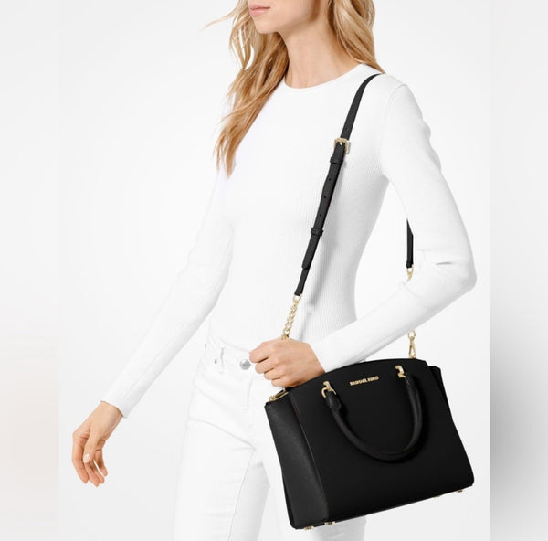 Michael Kors Large Black Leather Satchel