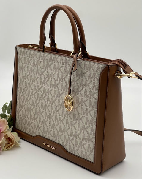 Michael Kors Vanilla Large Zip Top Tote