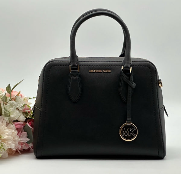 MICHAEL KORS  Black Saffiano Leather Satchel Bag