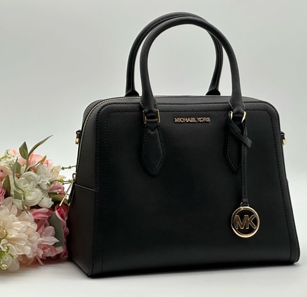 MICHAEL KORS  Black Saffiano Leather Satchel Bag