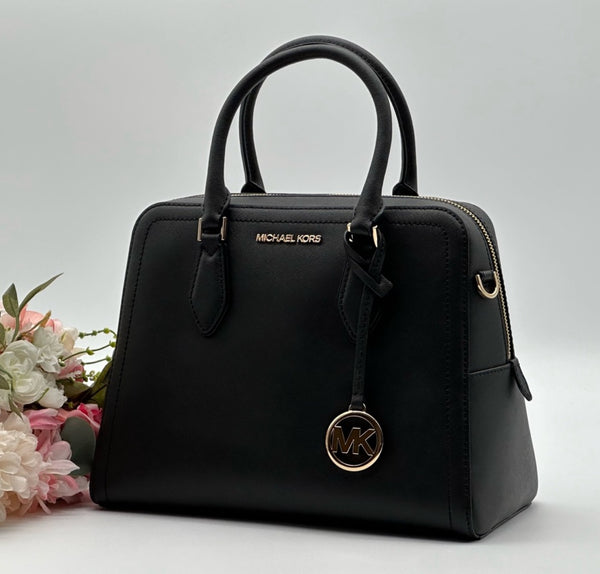 MICHAEL KORS  Black Saffiano Leather Satchel Bag