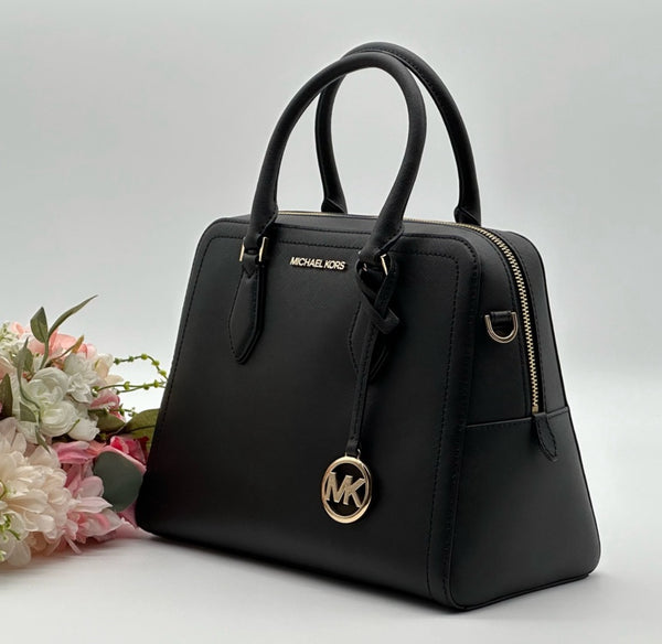 MICHAEL KORS  Black Saffiano Leather Satchel Bag