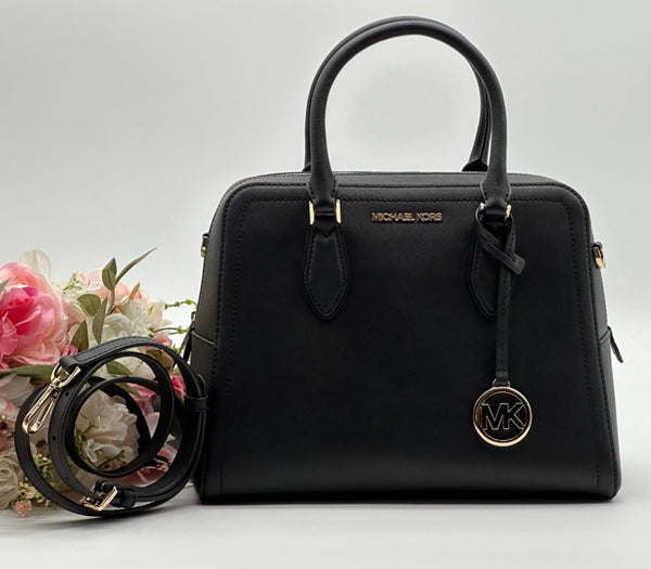 MICHAEL KORS  Black Saffiano Leather Satchel Bag