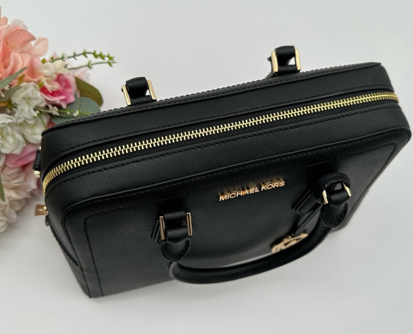 MICHAEL KORS  Black Saffiano Leather Satchel Bag