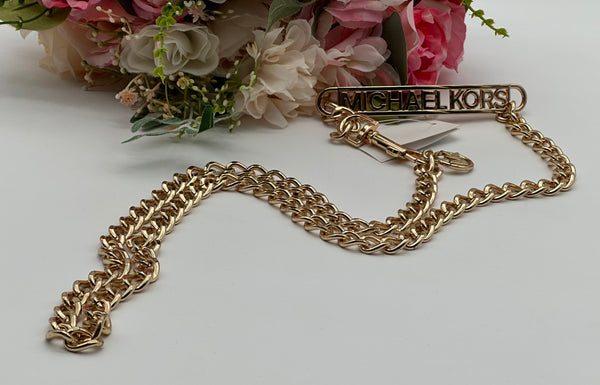 Michael Kors Gold Tone Chain Link Belt With Bar Michael Kors Logo Size L / XL