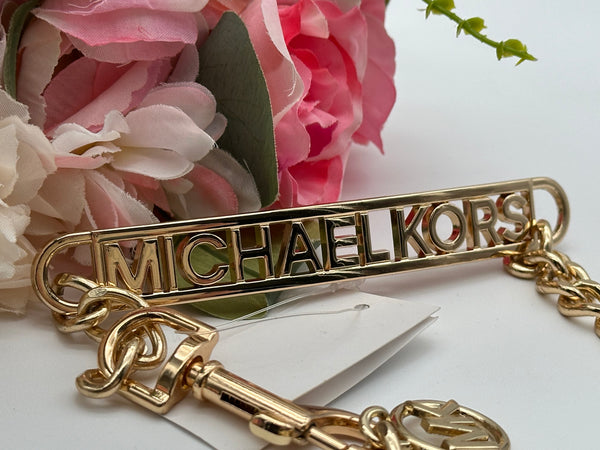 Michael Kors Gold Tone Chain Link Belt With Bar Michael Kors Logo Size L / XL