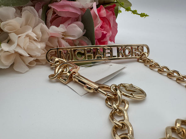 Michael Kors Gold Tone Chain Link Belt With Bar Michael Kors Logo Size L / XL