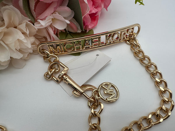 Michael Kors Gold Tone Chain Link Belt With Bar Michael Kors Logo Size L / XL