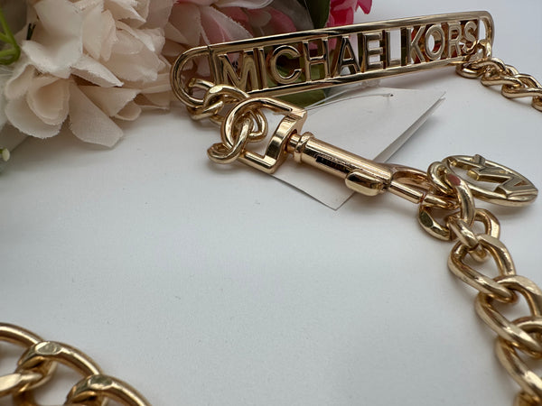 Michael Kors Gold Tone Chain Link Belt With Bar Michael Kors Logo Size L / XL
