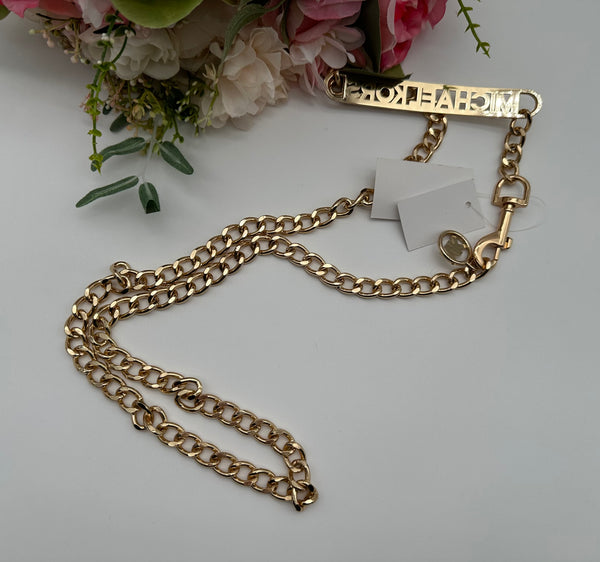 Michael Kors Gold Tone Chain Link Belt With Bar Michael Kors Logo Size L / XL