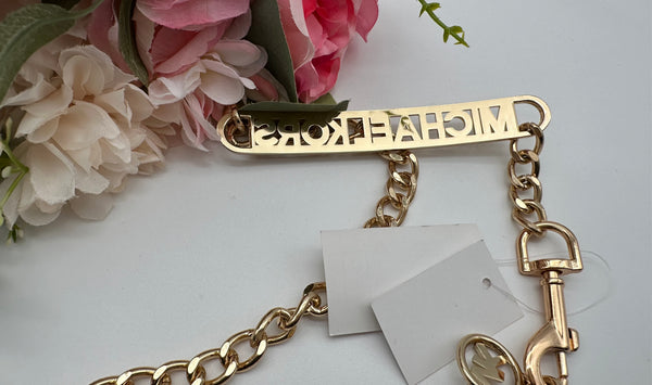 Michael Kors Gold Tone Chain Link Belt With Bar Michael Kors Logo Size L / XL