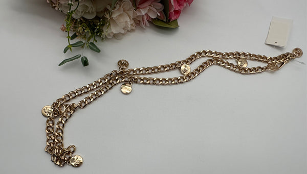 Michael Kors Gold Tone Michael Kors Chain Belt with MK Logo M/L