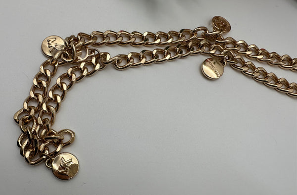 Michael Kors Gold Tone Michael Kors Chain Belt with MK Logo M/L
