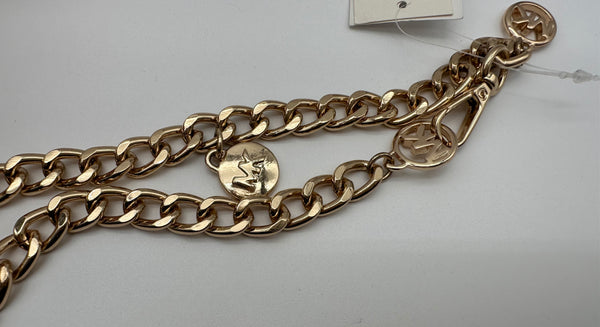 Michael Kors Gold Tone Michael Kors Chain Belt with MK Logo M/L