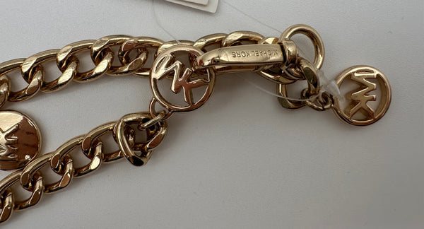 Michael Kors Gold Tone Michael Kors Chain Belt with MK Logo M/L