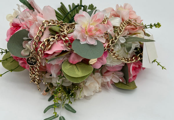 Michael Kors Gold Tone Michael Kors Chain Belt with MK Logo M/L