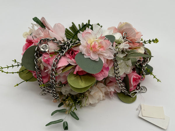 Michael Kors Silver Tone Michael Kors Chain Belt  with MK Logo M/L