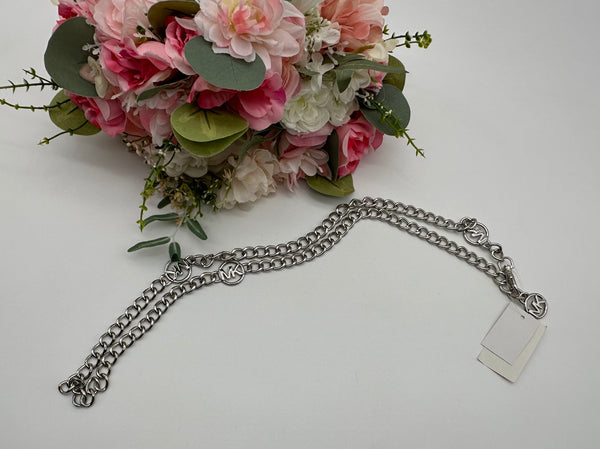 Michael Kors Silver Tone Michael Kors Chain Belt  with MK Logo M/L
