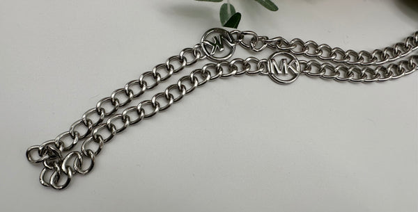 Michael Kors Silver Tone Michael Kors Chain Belt  with MK Logo M/L