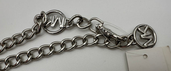 Michael Kors Silver Tone Michael Kors Chain Belt  with MK Logo M/L