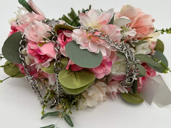 Michael Kors Silver Tone Michael Kors Chain Belt  with MK Logo M/L