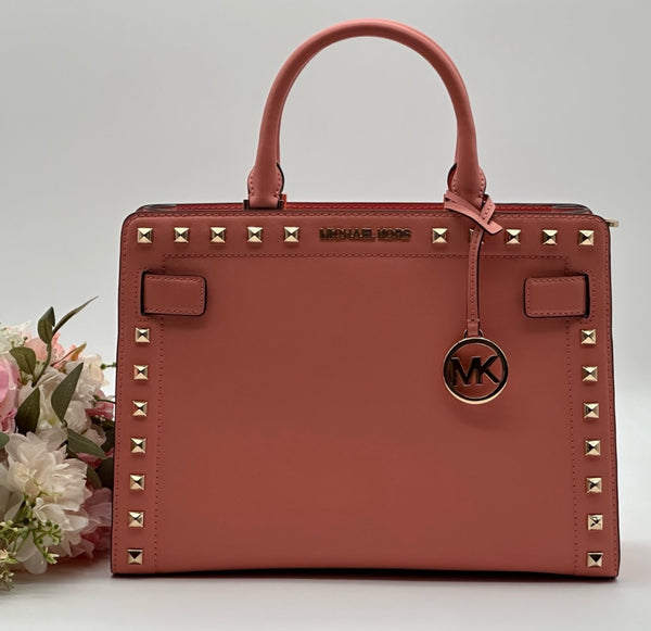 Michael Kors Medium Studded Saffiano Leather Satchel