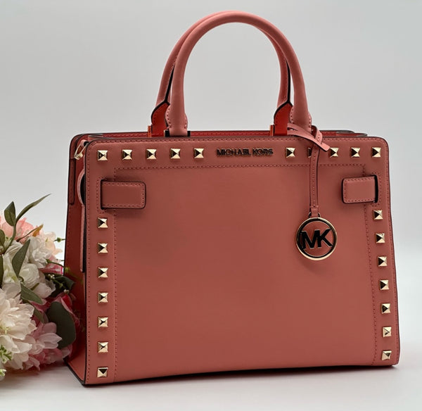 Michael Kors Medium Studded Saffiano Leather Satchel