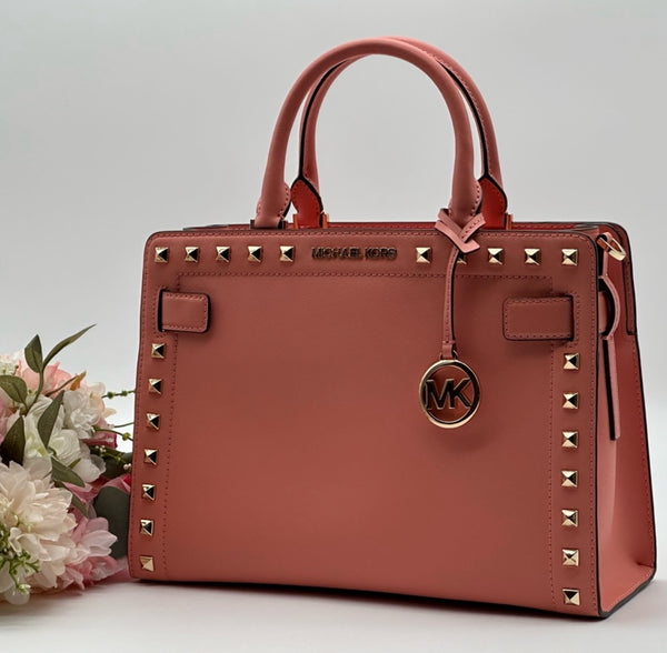 Michael Kors Medium Studded Saffiano Leather Satchel