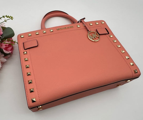 Michael Kors Medium Studded Saffiano Leather Satchel