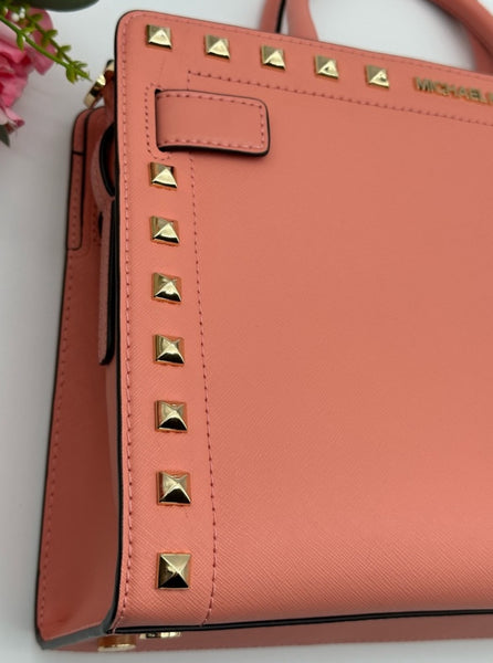 Michael Kors Medium Studded Saffiano Leather Satchel