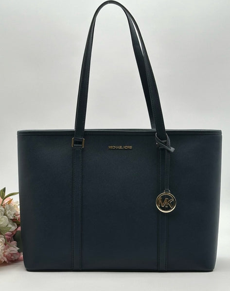 MICHAEL KORS NavyBlue Saffiano Leather Large Lap Top Multifunctional Tote