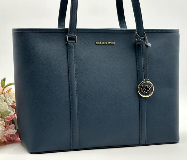 MICHAEL KORS NavyBlue Saffiano Leather Large Lap Top Multifunctional Tote
