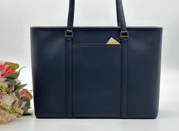 MICHAEL KORS NavyBlue Saffiano Leather Large Lap Top Multifunctional Tote