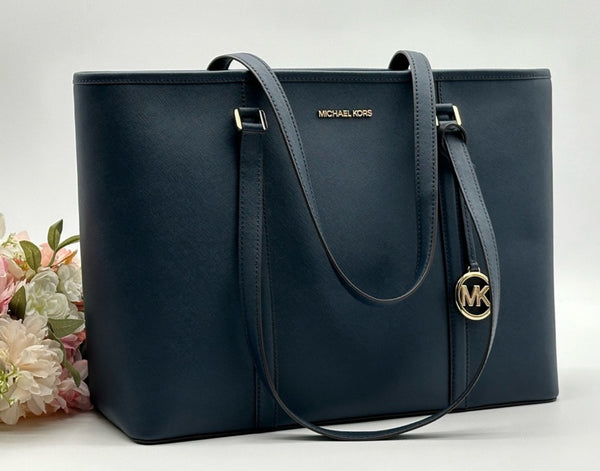 MICHAEL KORS NavyBlue Saffiano Leather Large Lap Top Multifunctional Tote