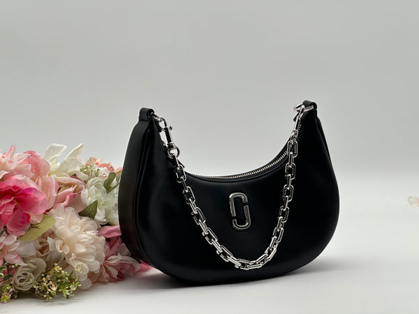 Authentic Black Smooth Leather Marc Jacobs Curve Bag