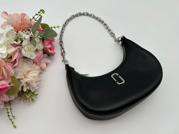 Authentic Black Smooth Leather Marc Jacobs Curve Bag