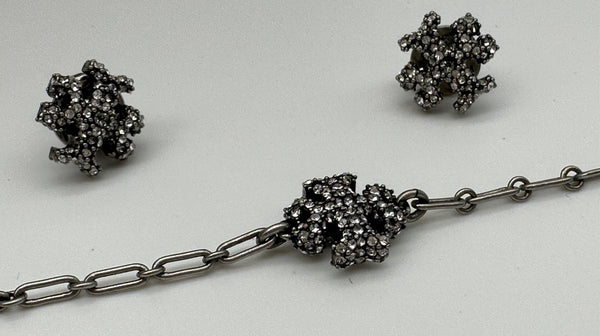 Authentic Tory Burch Roxanne Chain Bracelet And Stud Earring Set