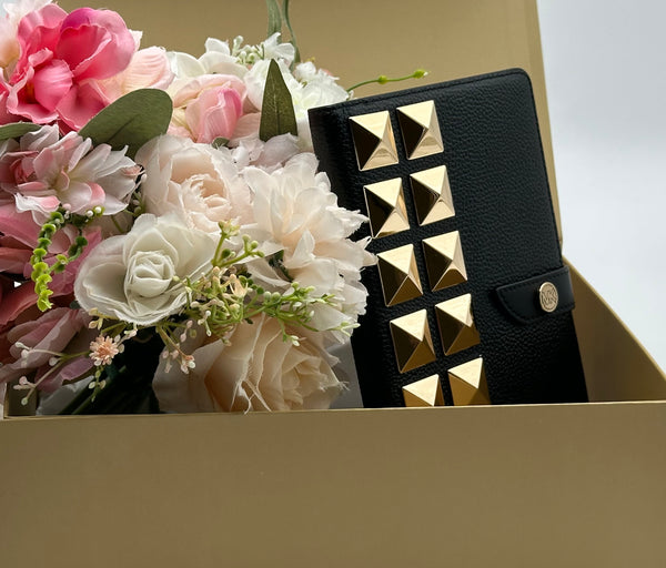 Michael Kors Medium Studded Pebbled Leather Notebook